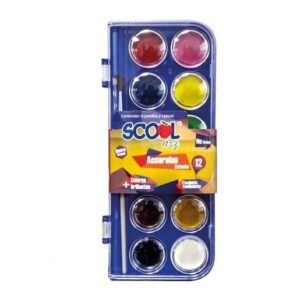 Acuarela Scool Con Estuche / 12 colores