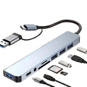 Hub8en1 -2 HUB USB Y TIPO C 8 entradas en 1